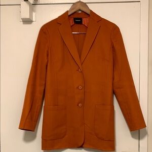 Akris Punto Orange cashmere Blazer with Notched Lapels and Relaxed Fit